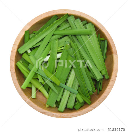 Top view of Garlic chives on white background Top view of Garlic chives on white background 31839170