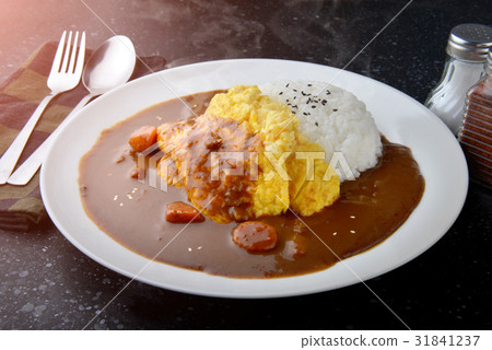 Rice with omelette curry. Rice with omelette curry. 31841237