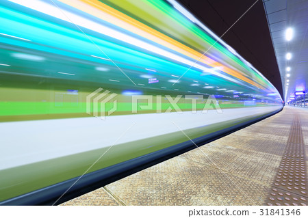 Train in motion at the station 31841346
