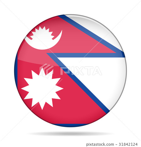 Flag of Nepal. Shiny round button. 31842124