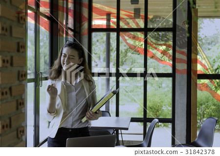 Portrait of half Thai American in relax and happy. 31842378