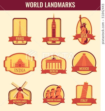 World landmarks flat icon set. Travel and Tourism 31842443