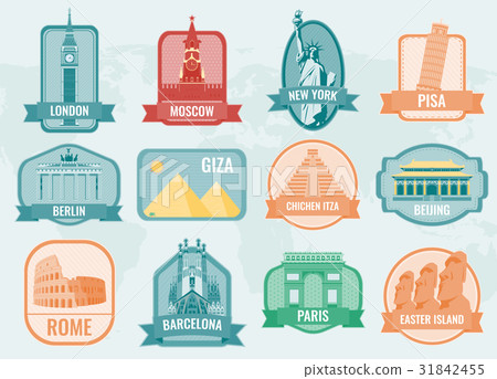 World landmarks flat icon set. Travel and Tourism 31842455
