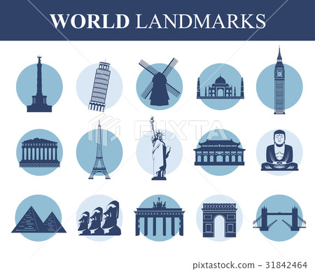 World landmarks flat icon set. Travel and Tourism World landmarks flat icon set. Travel and Tourism 31842464