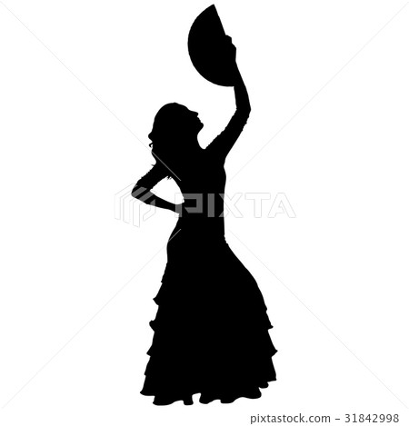 One black silhouette of female flamenco dancer One black silhouette of female flamenco dancer 31842998