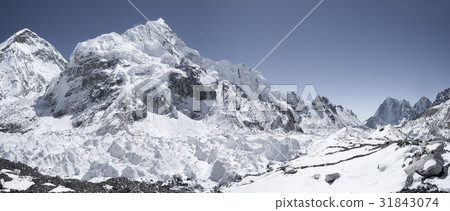 Everest base camp with view on Nuptse and Khumbu 31843074