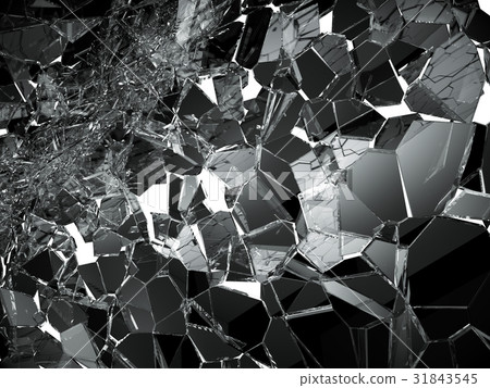 Damaged or broken glass on white 31843545