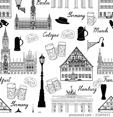 Travel Germany pattern. Landmark tiled background Travel Germany pattern. Landmark tiled background 31845015
