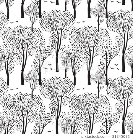 Nature tiled pattern Forest background Trees, bird Nature tiled pattern Forest background Trees, bird 31845025