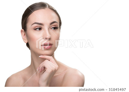 Thoughtful attractive girl wearing perfect make-up Thoughtful attractive girl wearing perfect make-up 31845497