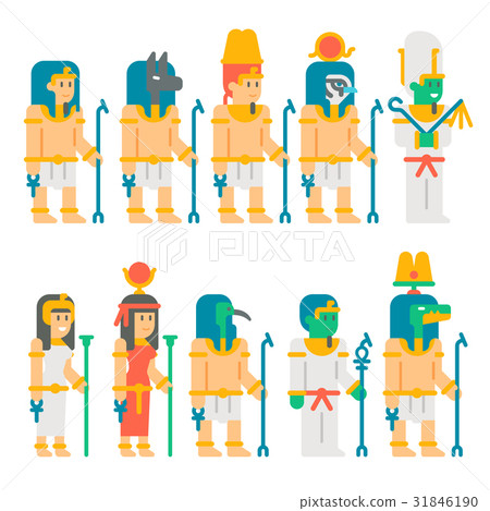 Ancient egyptian gods set cartoon design 31846190