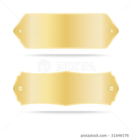 Vector Gold label metal or Metallic gold plate 31846576