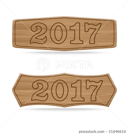 Wooden sign boards concept of new year of 2017 31846610