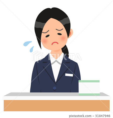 A woman in a navy blue suit falling at reception 31847946