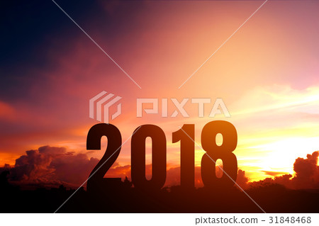 Silhouette  Happy for 2018 new year 31848468