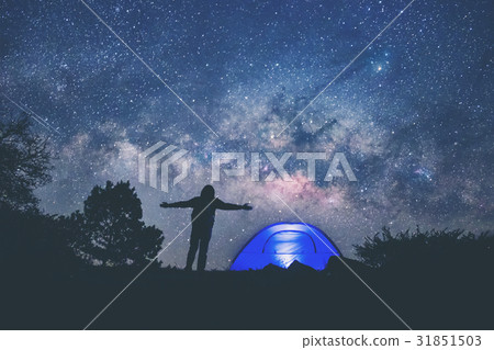 Long exposure Man standing along  31851503