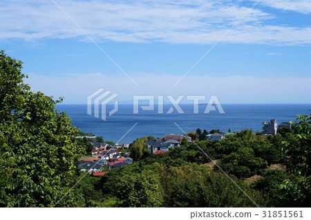 從山上和相模灣看到的湯河原鎮 31851561