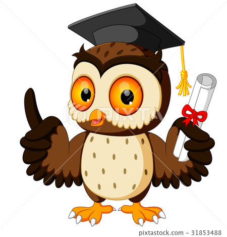 Owl cartoon wearing graduation cap 31853488