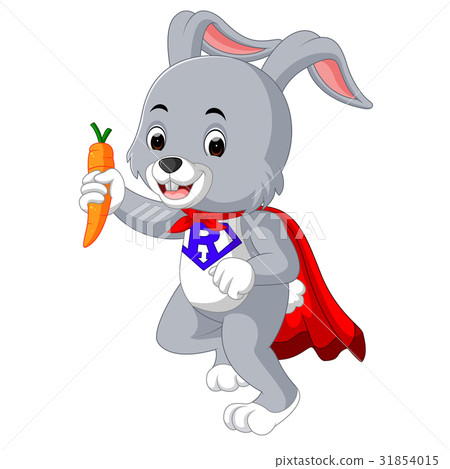 圖庫插圖: happy rabbit cartoon holding carrot