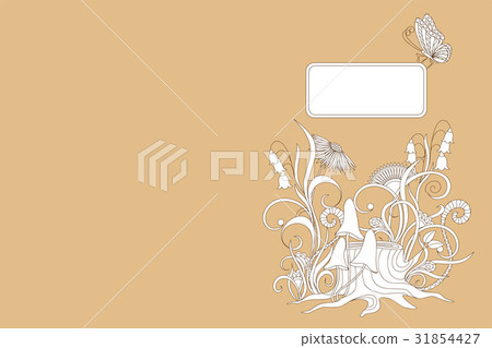 beige cover design notebook with plants, butterfly beige cover design notebook with plants, butterfly 31854427