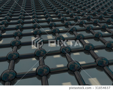 Abstract balls and grid 3D rendering illustration. 31854637