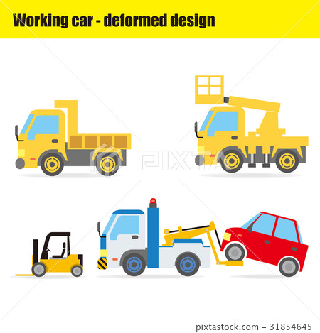 變形工作車插圖集 | 卡車、自卸車、高空作業平台、叉車、拖車 31854645