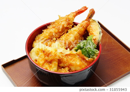 Bowl of rice and fried fish 31855943