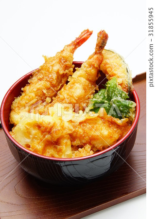 Bowl of rice and fried fish 31855945