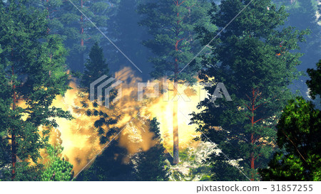 Disaster with fire in the forest 3d rendering 31857255