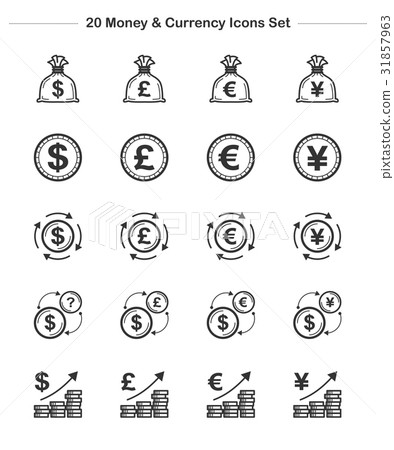 Money & currency icons set. Line thickness icon 31857963