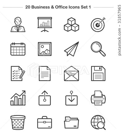 Business & office icons set. Line thickness icon Business & office icons set. Line thickness icon 31857965