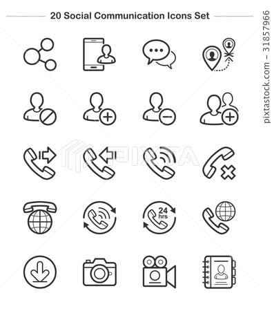Social communication icons set. Line icon Social communication icons set. Line icon 31857966