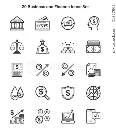 Business finance icons set. Line thickness icon Business finance icons set. Line thickness icon 31857968