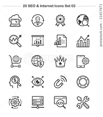 SEO & internet icons set 2. Line thickness icon SEO & internet icons set 2. Line thickness icon 31857971