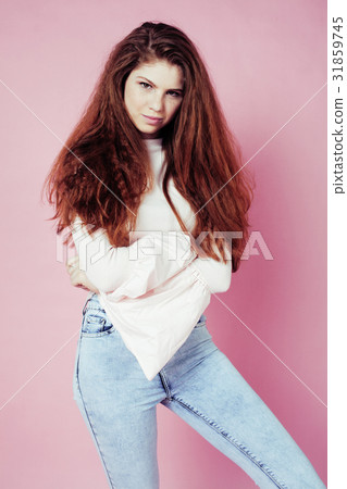 cute pretty redhair teenage girl smiling cheerful 31859745