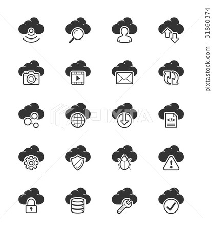 Cloud computing icons on white background. - Stock Illustration ...