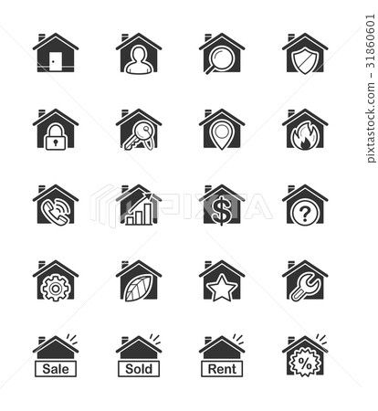 Real estate & house icons on white background  31860601