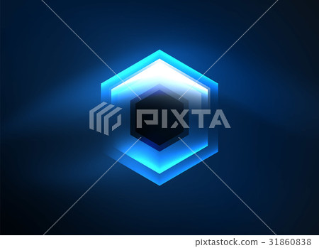 Techno glowing glass hexagons vector background 31860838