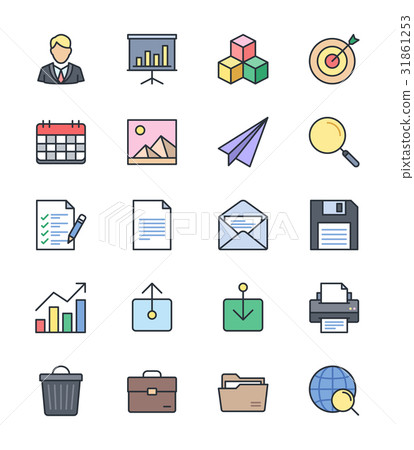 Business & office icons, Color set 1. Vector icon 31861253