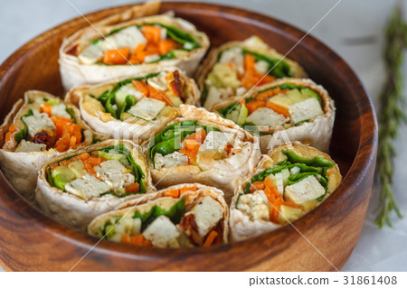 Healthy vegan tofu tortilla wraps  31861408
