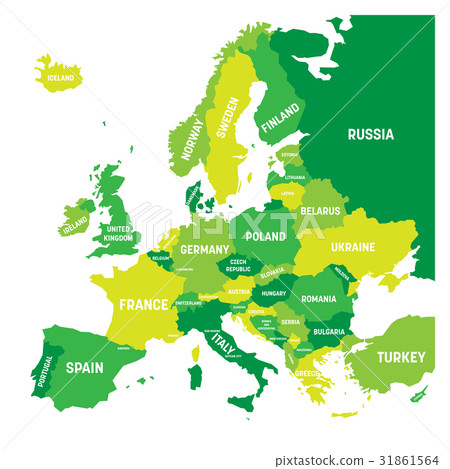 Europe Continent Political Map Political Map Of Europe Continent In Four Shades - Stock Illustration  [31861564] - Pixta