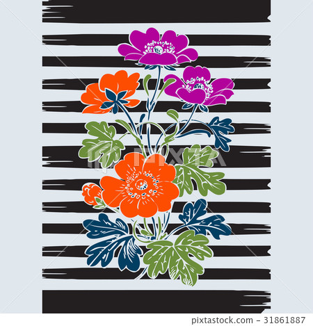 Border frame botanical bush with tropical flowers Border frame botanical bush with tropical flowers 31861887