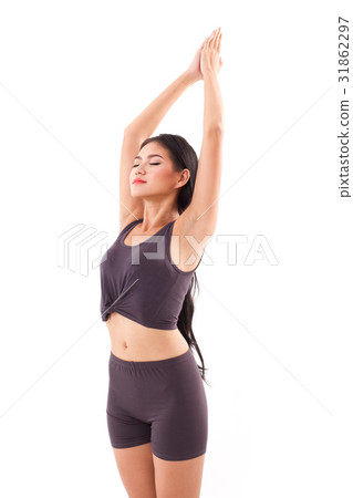 active woman practicing yoga sun salutation asana active woman practicing yoga sun salutation asana 31862297