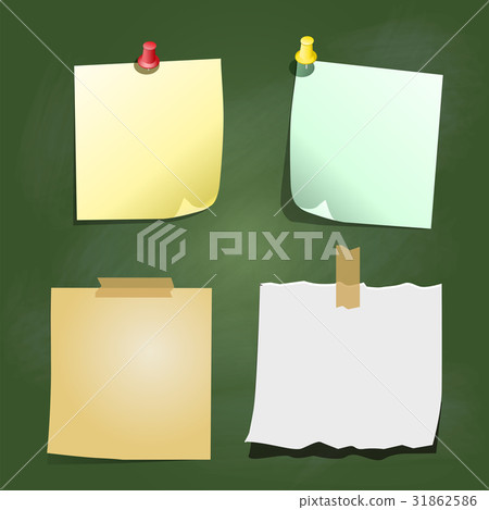 Paper Note on Green board -Vector illustration 31862586