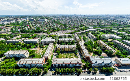 Aerial city view with crossroads and roads, houses 31862765