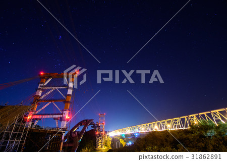 Night view of Amakusa Gosei Bridge Tianmen Bridge and Xintenmon bridge bridge construction work 31862891