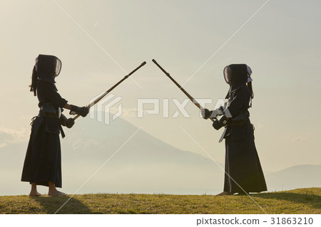 劍道女孩和富士山 31863210