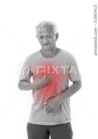 sick old man with heartburn, acid reflux 31865415