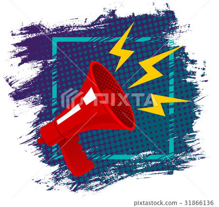 Red retro megaphone. 31866136