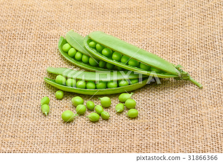 green peas on sack background green peas on sack background 31866366